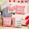 Valentines Pillow Covers 18x18 inch Set of 4, Pink Valentine's Day Pillow Covers with Love Heart Stripes p.s. Love You - Cute Throw Pillows Case for Couch Sofa, Home Office Valentine Decorations